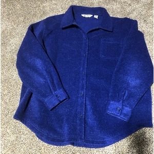 Eddie Bauer women’s XXL Brushed Fleece Button Up Blue JACKET